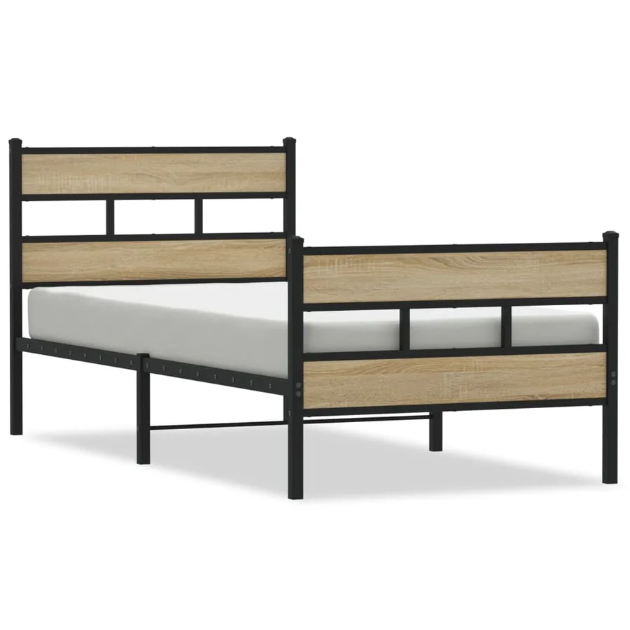 Cadre de lit en métal sans matelas chêne sonoma 80x200 cm - 2