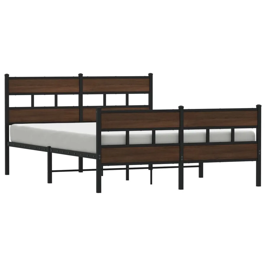 Cadre de lit en métal sans matelas chêne marron 150x200 cm - 2