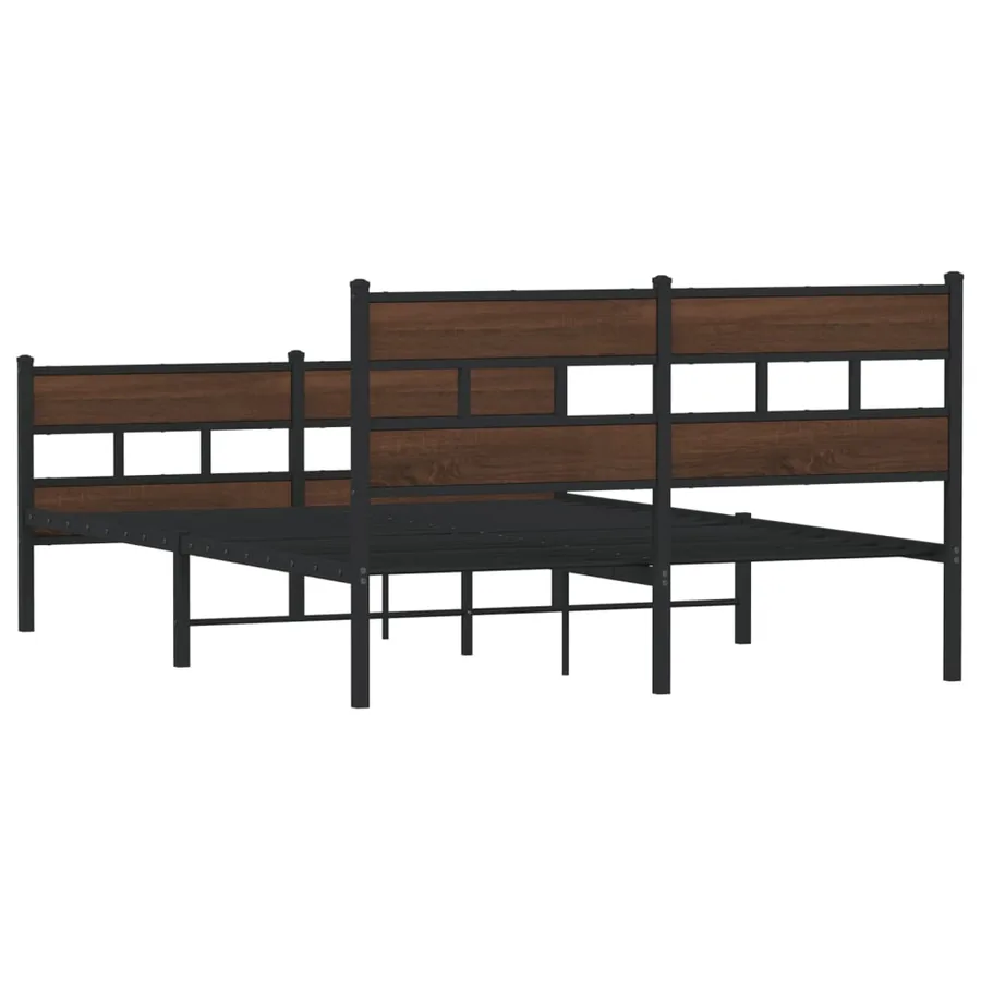Cadre de lit en métal sans matelas chêne marron 150x200 cm - 6