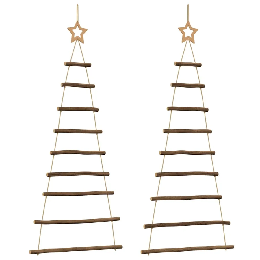 Sapins de Noël suspendus avec étoiles supérieures 2 pièces 55 x 120 cm Branche naturelle - 2