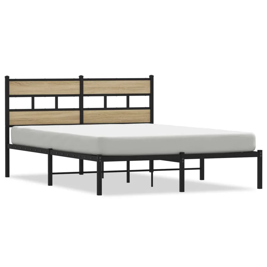 Cadre de lit en métal sans matelas chêne sonoma 160x200 cm - 2