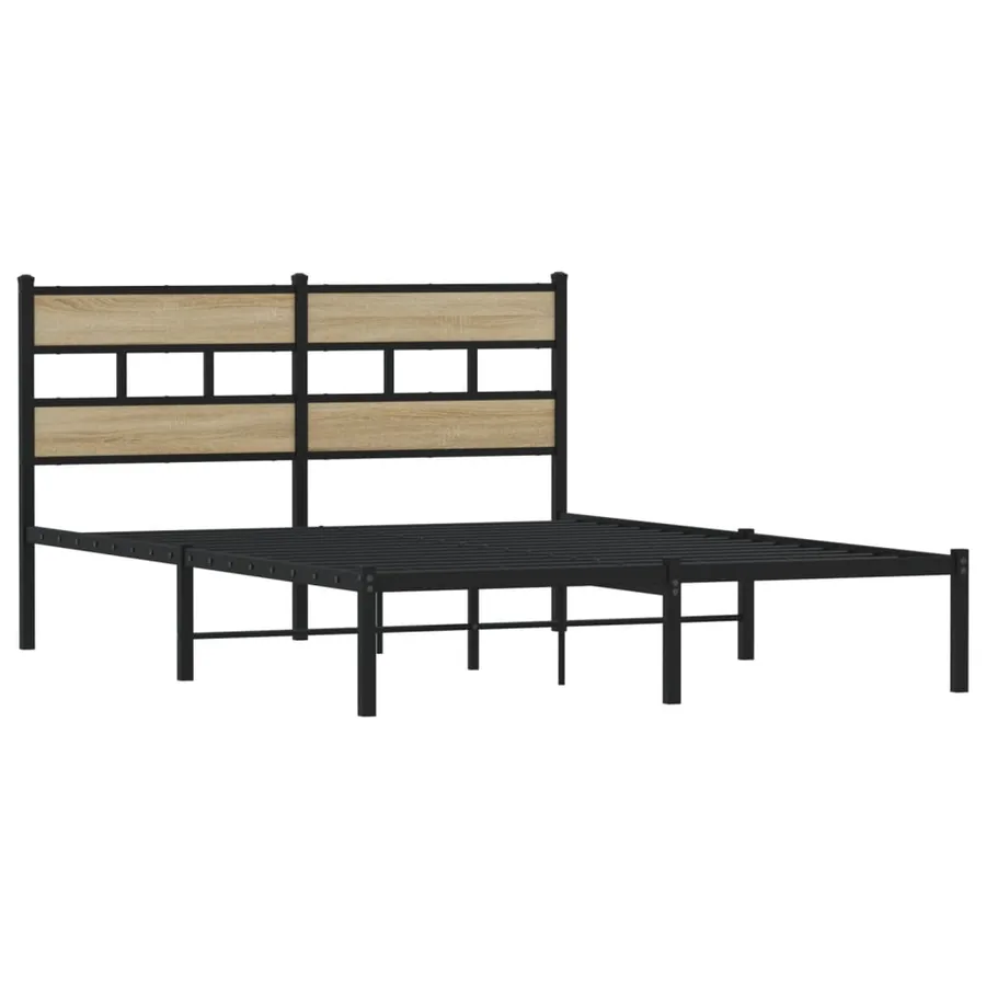 Cadre de lit en métal sans matelas chêne sonoma 160x200 cm - 3