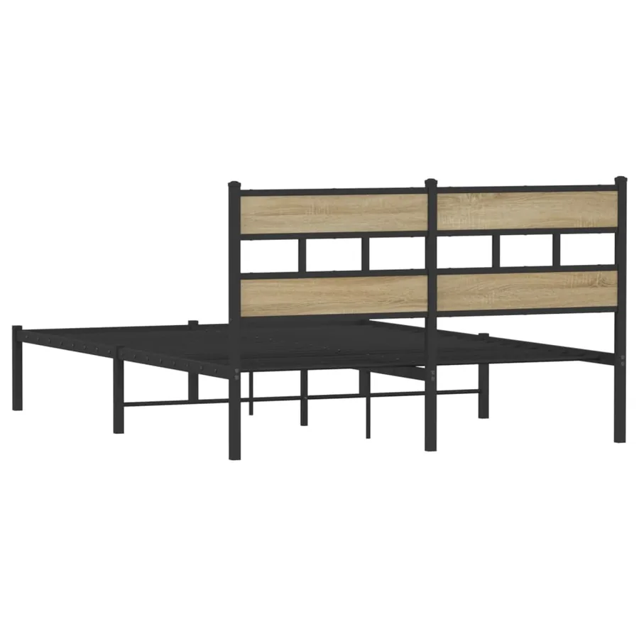 Cadre de lit en métal sans matelas chêne sonoma 160x200 cm - 6