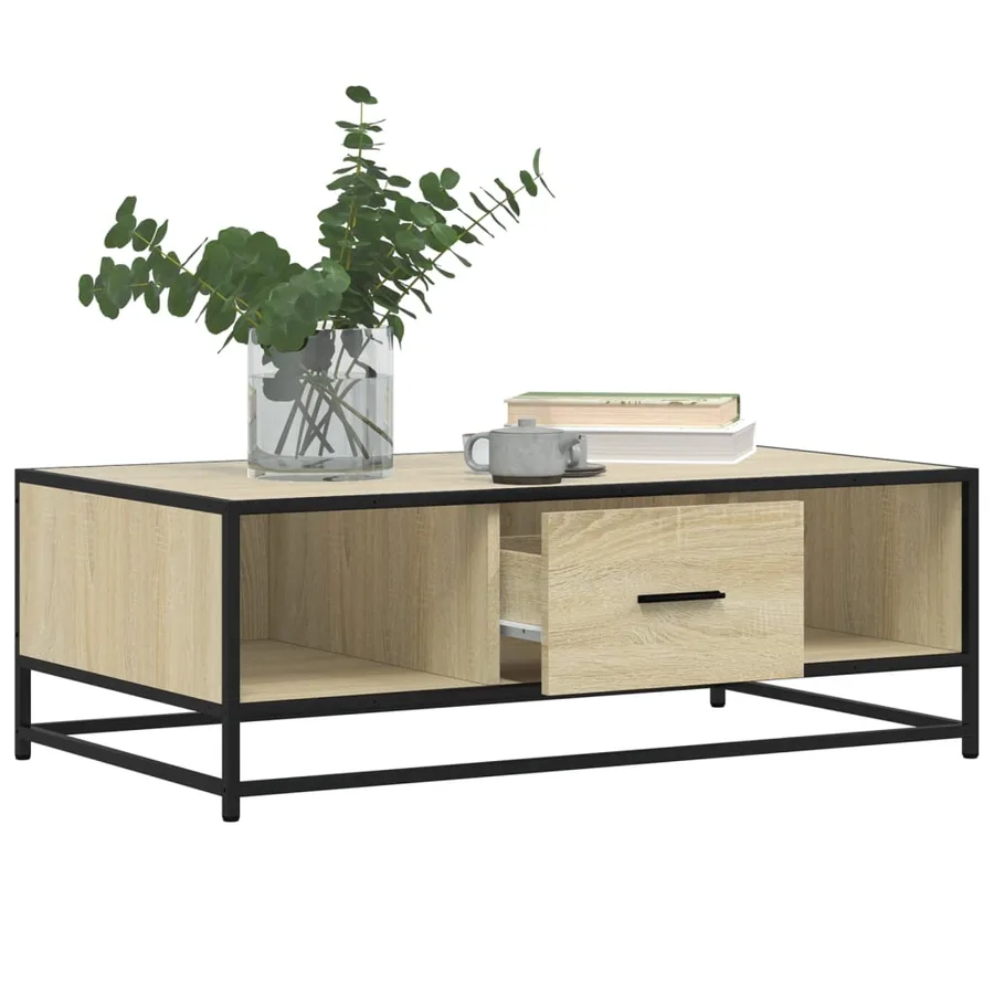 Table basse chêne sonoma 100x57x35cm bois d'ingénierie et métal - 4