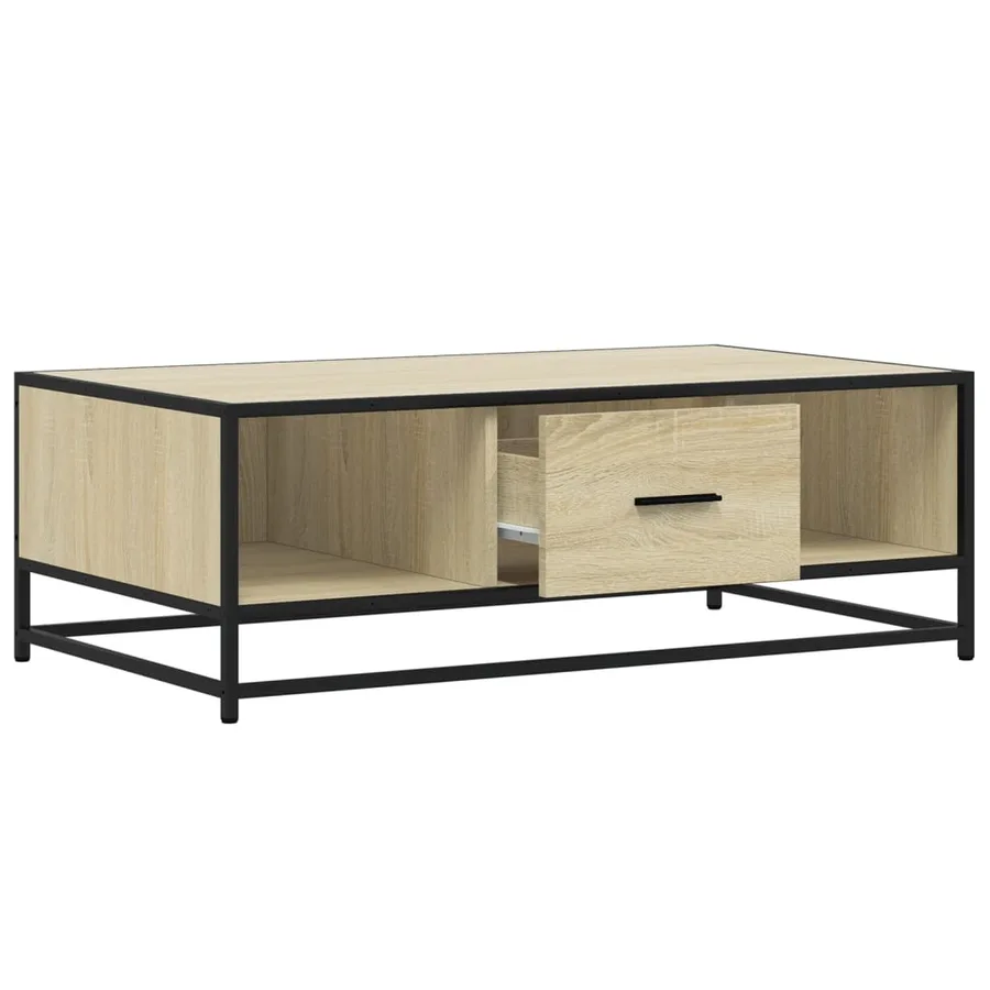 Table basse chêne sonoma 100x57x35cm bois d'ingénierie et métal - 8