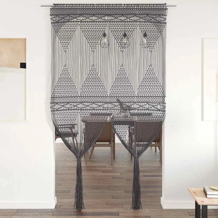 Rideau en macramé Anthracite 140x240 cm Coton
