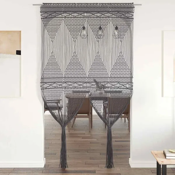 Rideau en macramé Anthracite 140x240 cm Coton