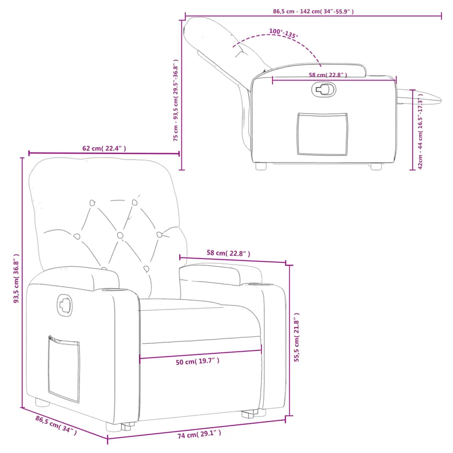 Fauteuil inclinable marron similicuir - 16