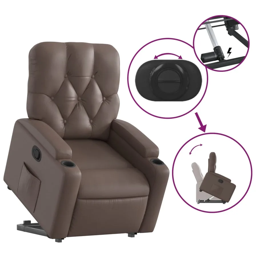 Fauteuil inclinable marron similicuir - 5