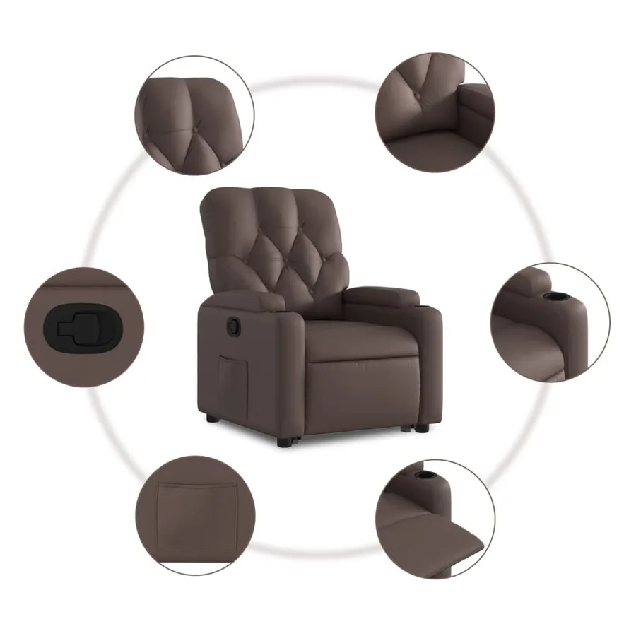 Fauteuil inclinable marron similicuir - 7