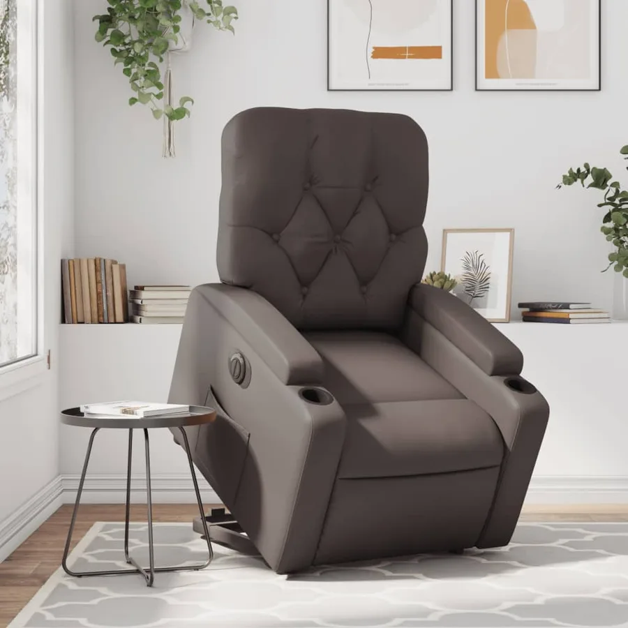 Fauteuil inclinable électrique marron similicuir - 15