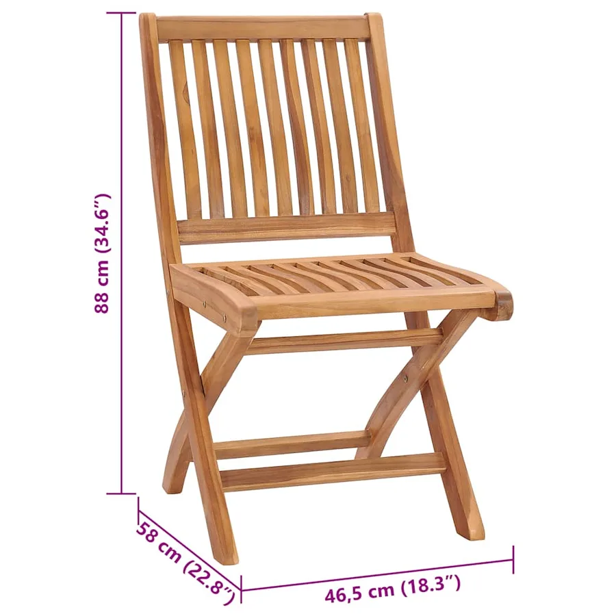 Chaises pliables de jardin avec coussins lot de 4 Teck solide - 12
