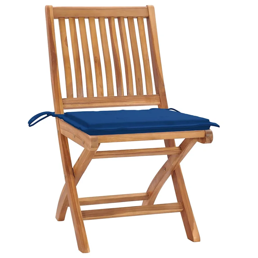 Chaises pliables de jardin avec coussins lot de 4 Teck solide - 2
