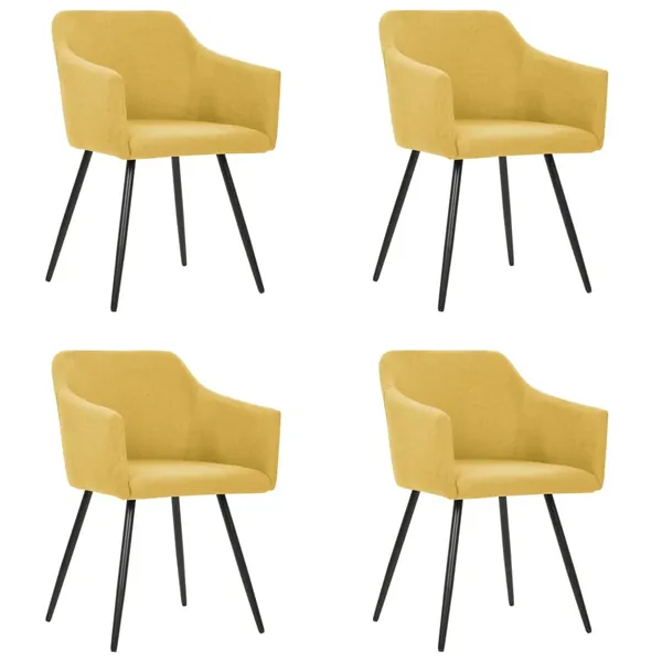 Chaises à manger lot de 4 jaune tissu