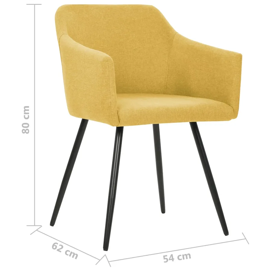 Chaises à manger lot de 4 jaune tissu - 7