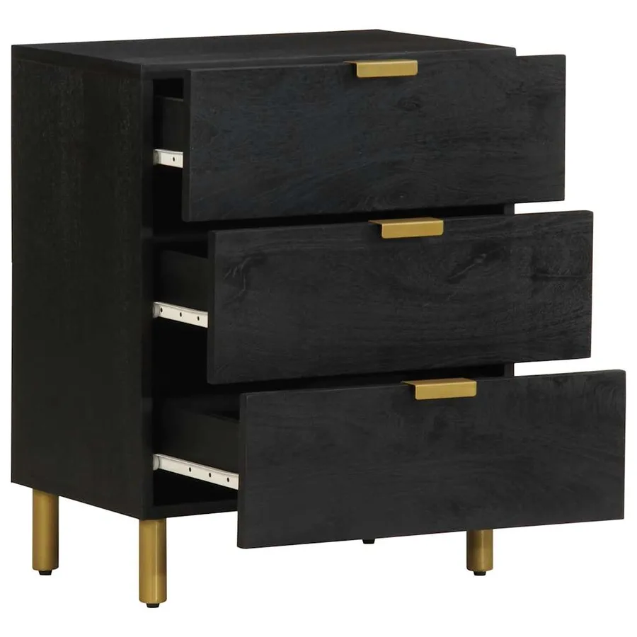Table de chevet noir 50x33x62 cm bois d'ingénierie - 2