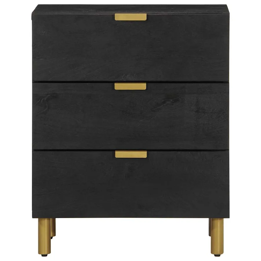 Table de chevet noir 50x33x62 cm bois d'ingénierie - 3