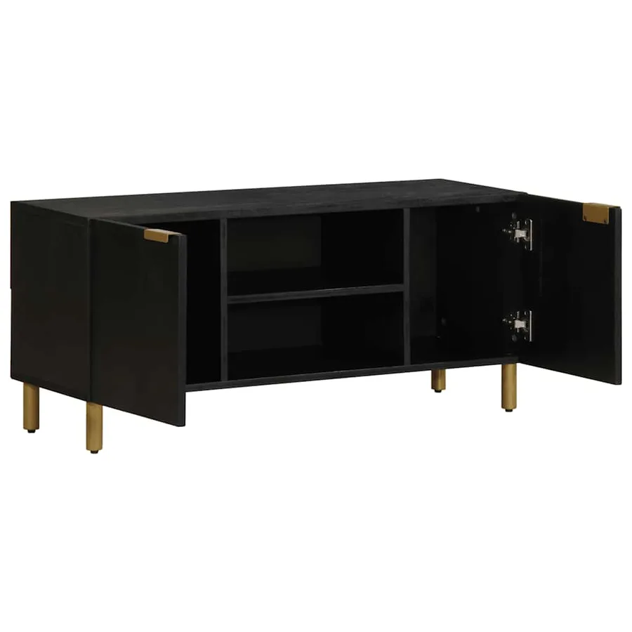 Meuble TV noir 105x33x46 cm bois d'ingénierie - 2