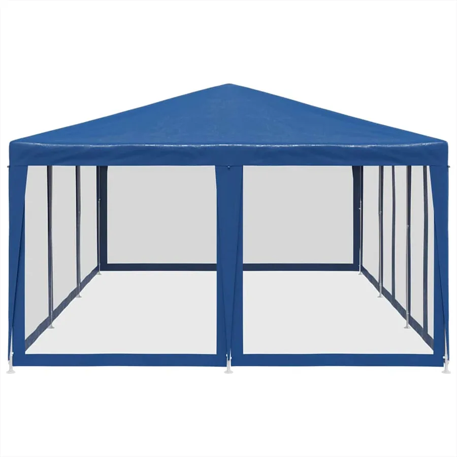Tente de fête avec 10 parois latérales en maille bleu 6x4m PEHD - 4