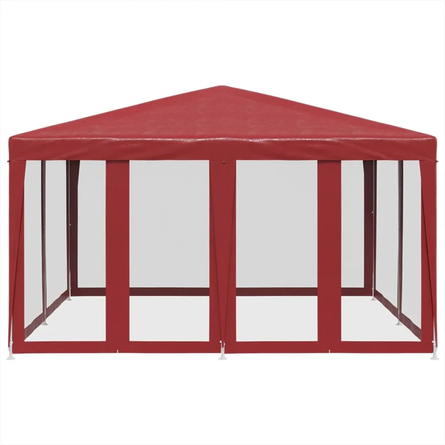 Tente de fête avec 8 parois latérales en maille rouge 4x4m PEHD - 3