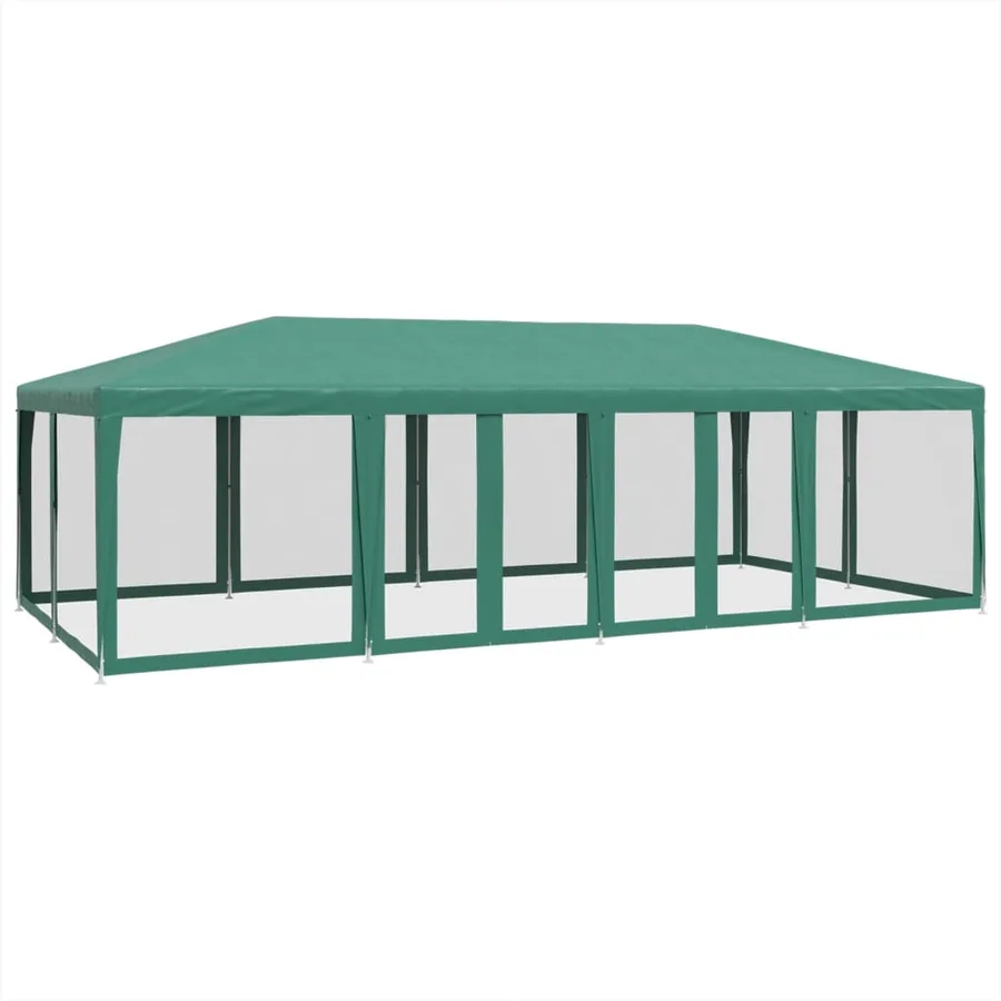 Tente de fête avec 12 parois latérales en maille vert 8x4m PEHD - 2