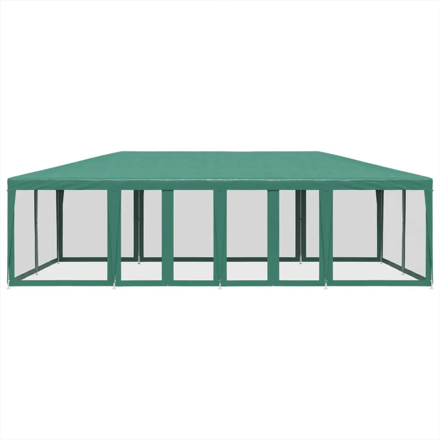 Tente de fête avec 12 parois latérales en maille vert 8x4m PEHD - 3