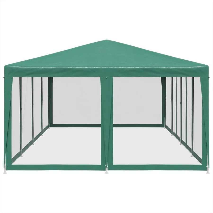 Tente de fête avec 12 parois latérales en maille vert 8x4m PEHD - 4