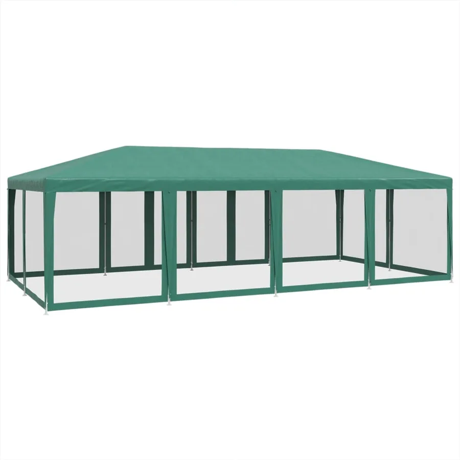 Tente de fête avec 12 parois latérales en maille vert 8x4m PEHD - 5