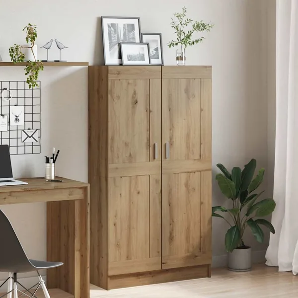 Bibliothèque chêne artisanal 82,5x30,5x150 cm bois d'ingénierie