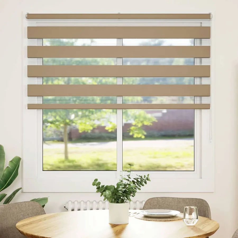 Store zèbre marron sable largeur du tissu 145,9 cm polyester - 2