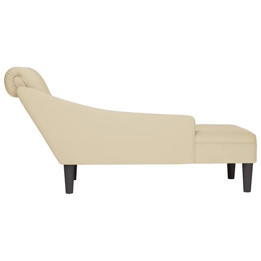Fauteuil long avec coussin et accoudoir droit crème tissu - 5