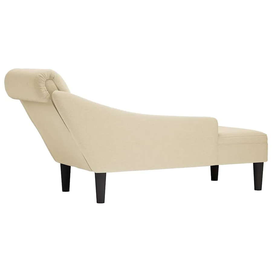 Fauteuil long avec coussin et accoudoir droit crème tissu - 6