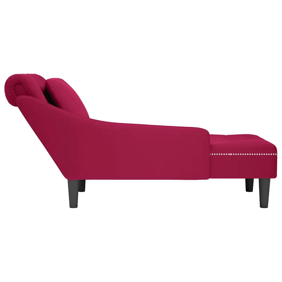 Fauteuil long avec coussin et accoudoir droit rouge bordeaux - 5