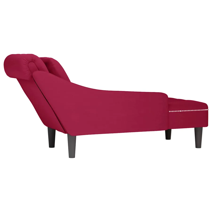 Fauteuil long avec coussin et accoudoir droit rouge bordeaux - 6