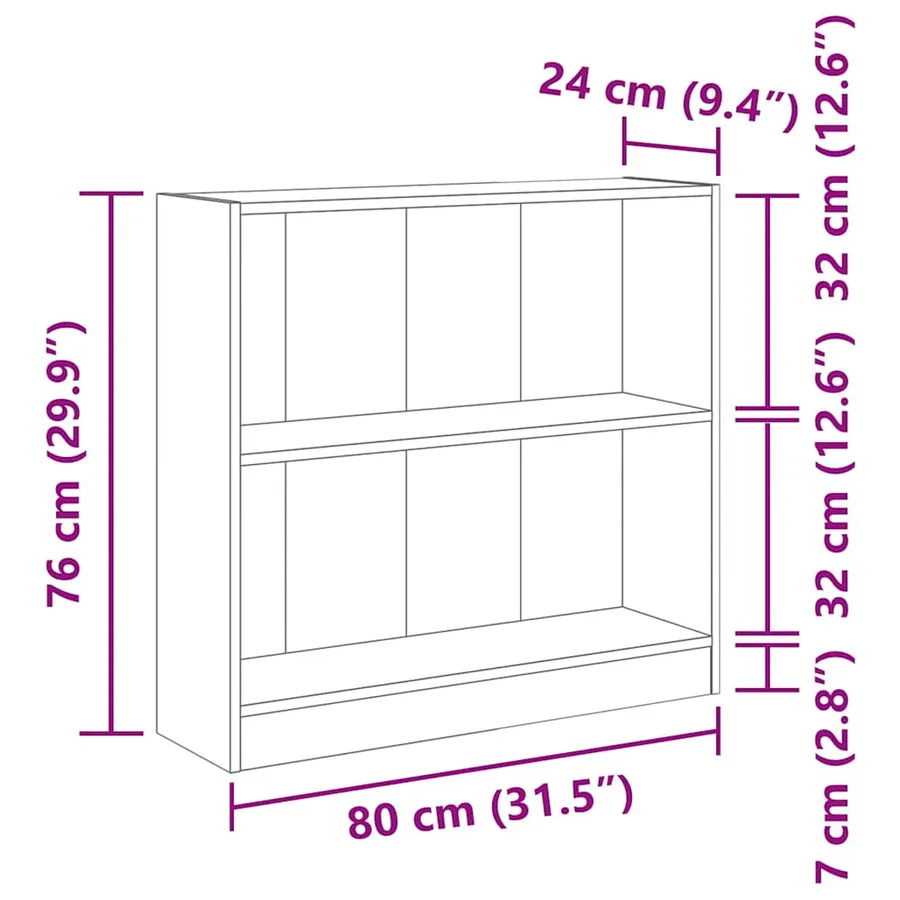 Bibliothèque vieux bois 80x24x76 cm bois d'ingénierie - 8