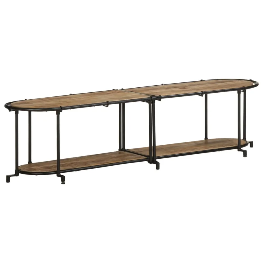 Meuble TV 160x42x40 cm bois massif de manguier brut