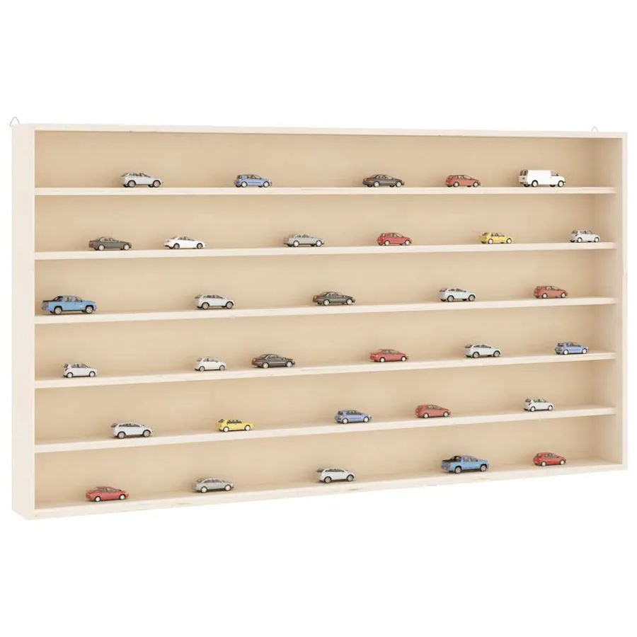 Vitrine de collection en bois avec 6 étagères 100x9x55 cm