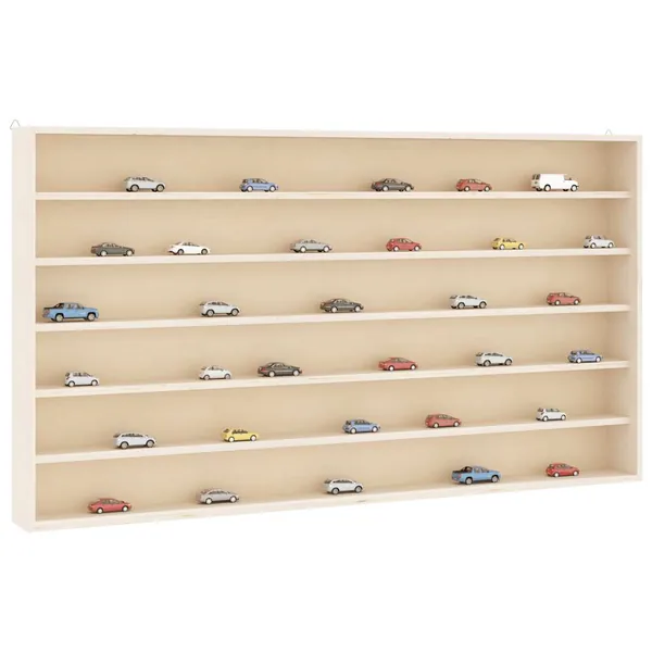 Vitrine de collection en bois avec 6 étagères 100x9x55 cm