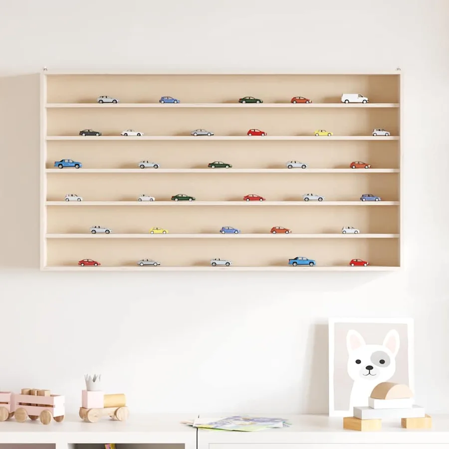 Vitrine de collection en bois avec 6 étagères 100x9x55 cm - 3