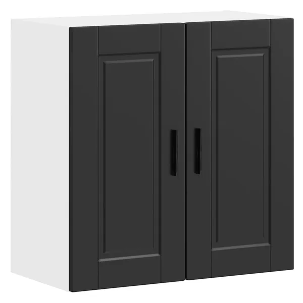 Armoire murale de cuisine Porto noir bois d'ingénierie