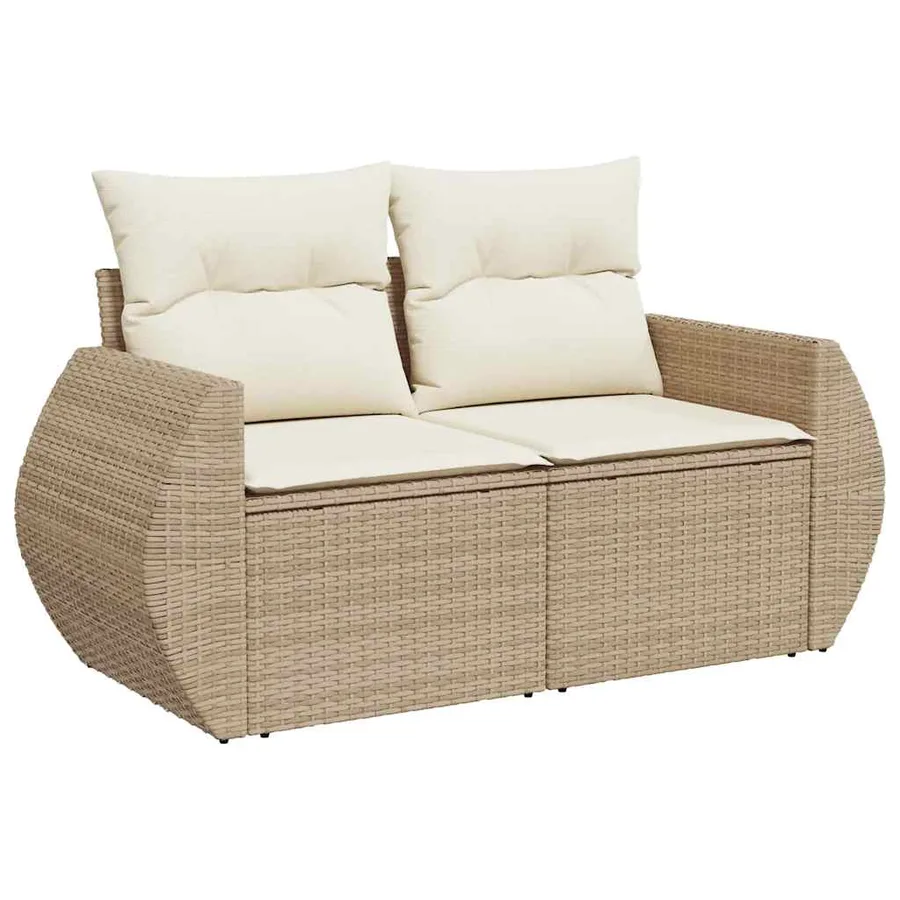 Salon de jardin avec coussins 6 pcs beige résine tressée - 3