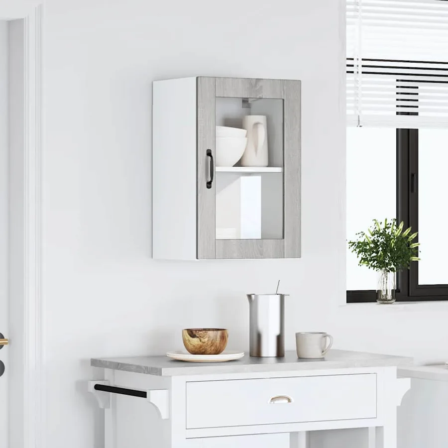 Armoire murale de cuisine avec porte en verre Porto sonoma gris - 2