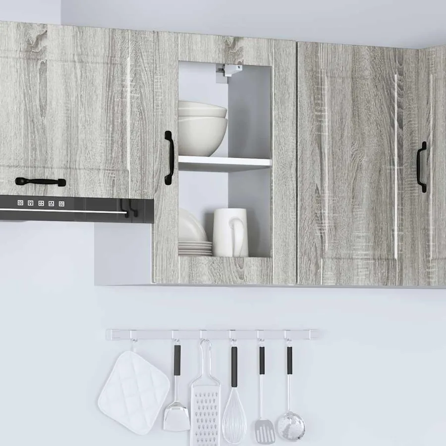 Armoire murale de cuisine avec porte en verre Porto sonoma gris - 3