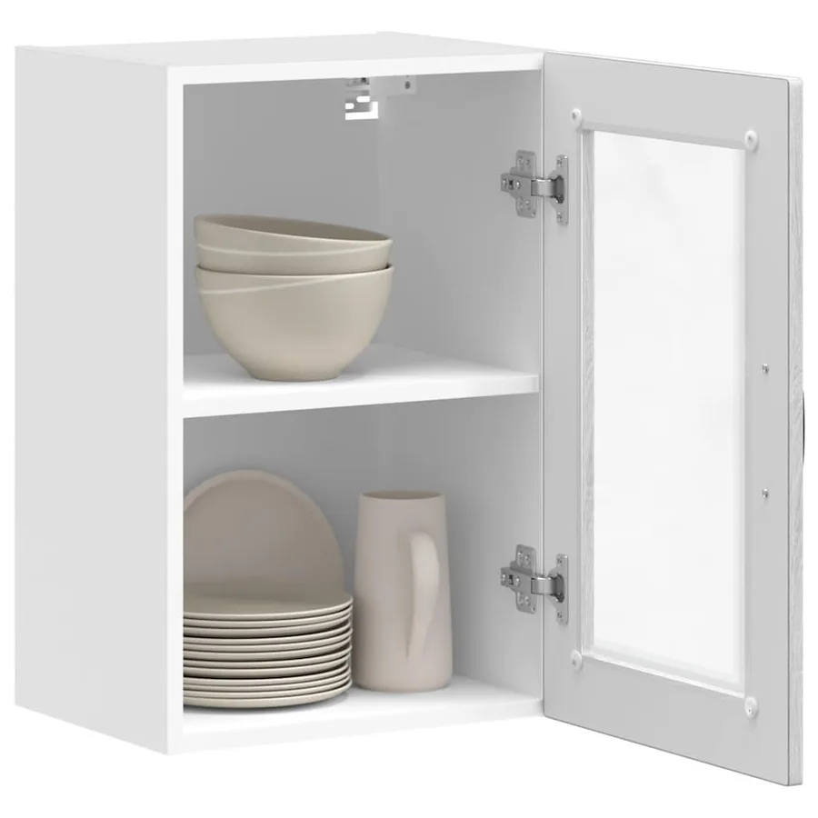 Armoire murale de cuisine avec porte en verre Porto sonoma gris - 4