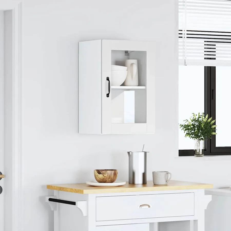 Armoire murale de cuisine avec porte en verre Porto blanc - 3