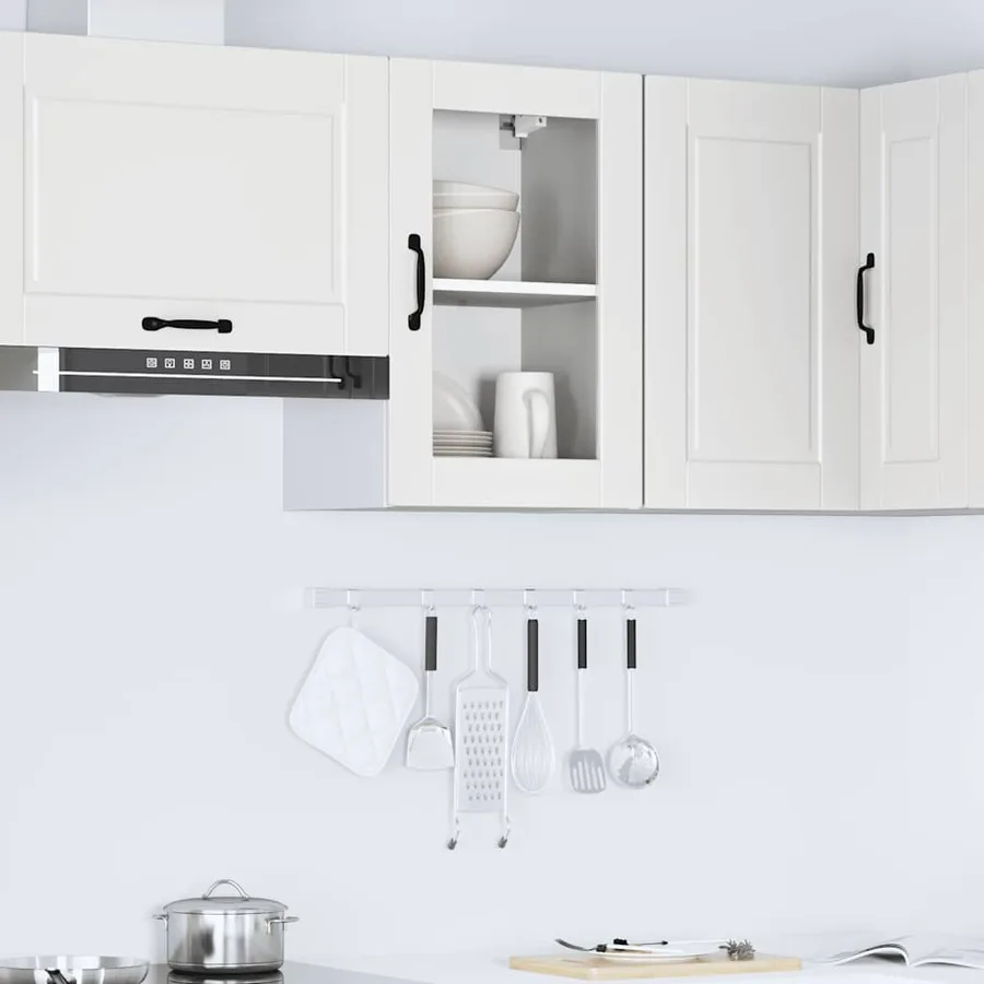 Armoire murale de cuisine avec porte en verre Porto blanc - 4