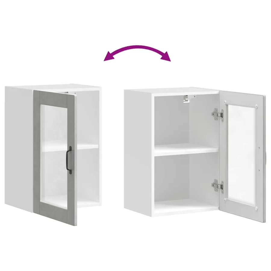 Armoire murale de cuisine avec porte en verre Porto gris béton - 10