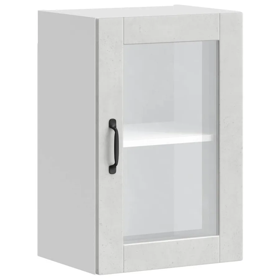Armoire murale de cuisine avec porte en verre Porto gris béton - 2