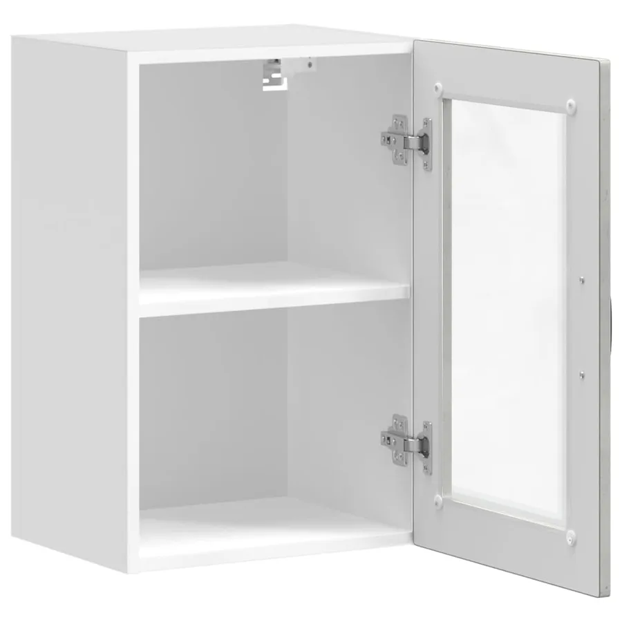 Armoire murale de cuisine avec porte en verre Porto gris béton - 7