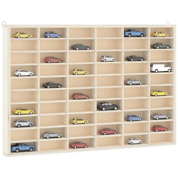 Vitrine de collection en bois avec 60 compartiments 60 x 4,5 x 40,5 cm